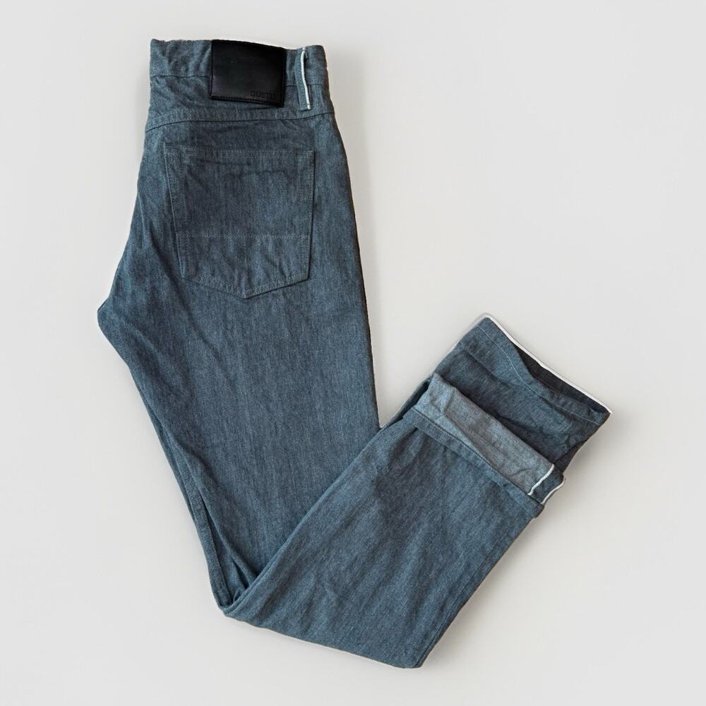 Gustin Japan Jeans 31 Heather Gray Selvedge Raw Slim Made in USA Minimalist
